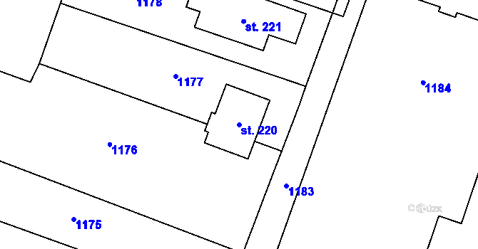 Parcela st. 220 v KÚ Puclice, Katastrální mapa
