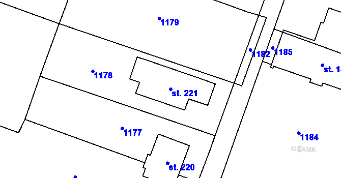 Parcela st. 221 v KÚ Puclice, Katastrální mapa