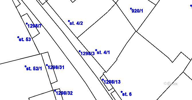 Parcela st. 4/1 v KÚ Pucov, Katastrální mapa