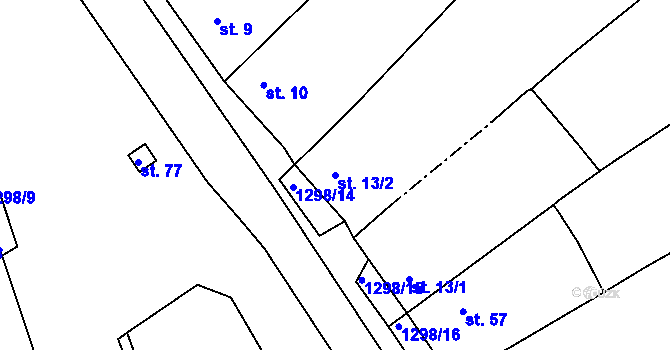 Parcela st. 13/2 v KÚ Pucov, Katastrální mapa