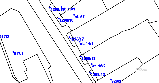 Parcela st. 14/1 v KÚ Pucov, Katastrální mapa