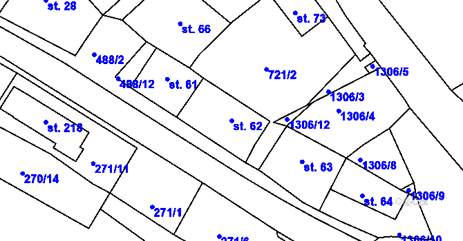 Parcela st. 62 v KÚ Pucov, Katastrální mapa