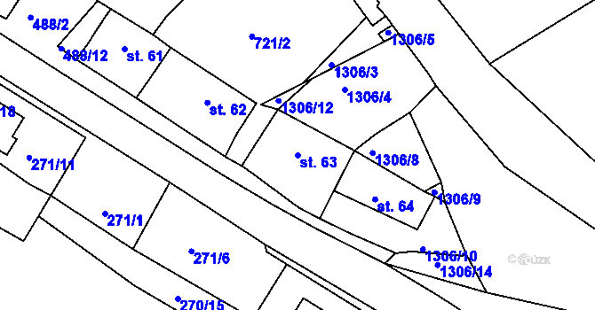 Parcela st. 63 v KÚ Pucov, Katastrální mapa