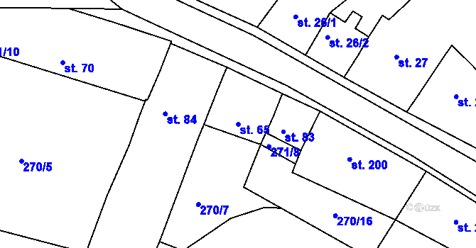 Parcela st. 65 v KÚ Pucov, Katastrální mapa