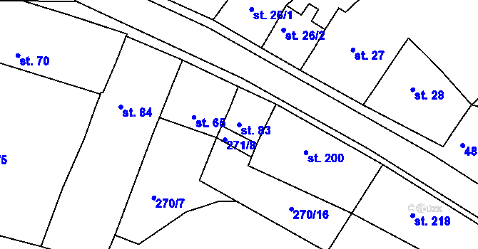 Parcela st. 83 v KÚ Pucov, Katastrální mapa