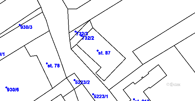 Parcela st. 87 v KÚ Pucov, Katastrální mapa