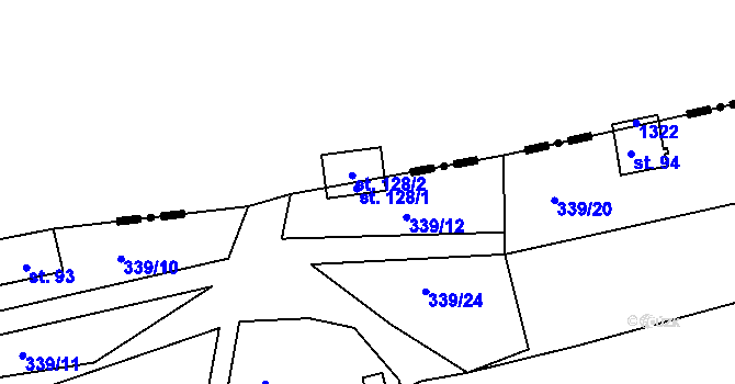Parcela st. 128 v KÚ Pucov, Katastrální mapa
