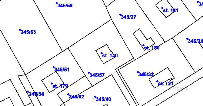 Parcela st. 140 v KÚ Pucov, Katastrální mapa