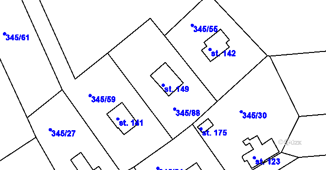 Parcela st. 149 v KÚ Pucov, Katastrální mapa