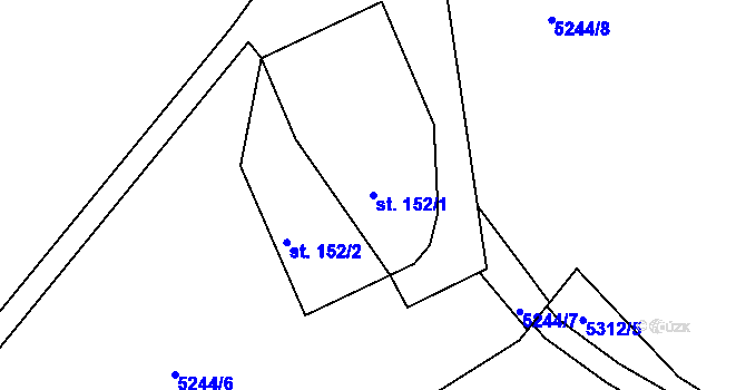 Parcela st. 152/1 v KÚ Pucov, Katastrální mapa