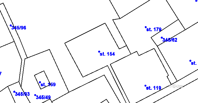 Parcela st. 154 v KÚ Pucov, Katastrální mapa