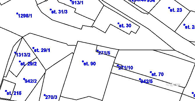 Parcela st. 271/5 v KÚ Pucov, Katastrální mapa