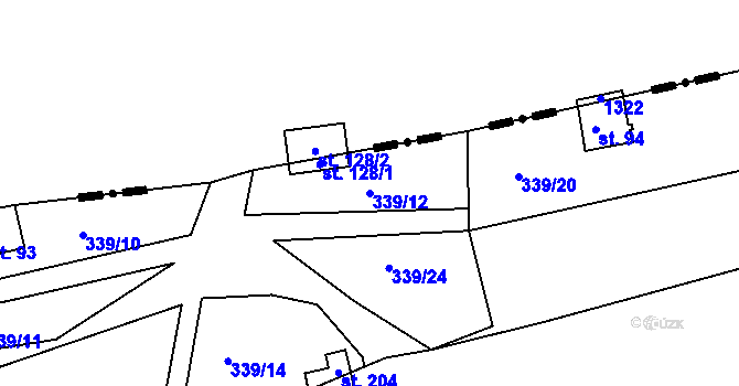 Parcela st. 339/12 v KÚ Pucov, Katastrální mapa