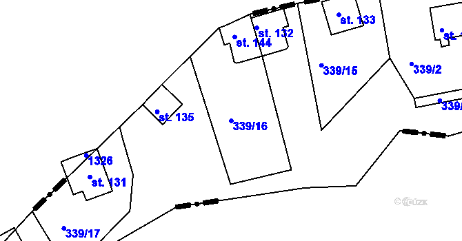 Parcela st. 339/16 v KÚ Pucov, Katastrální mapa