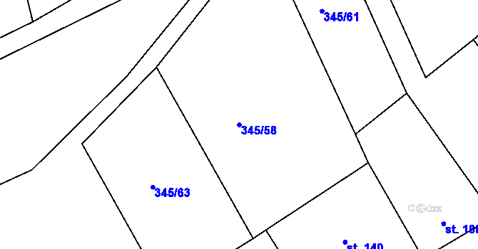 Parcela st. 345/58 v KÚ Pucov, Katastrální mapa