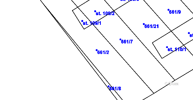 Parcela st. 661/2 v KÚ Pucov, Katastrální mapa