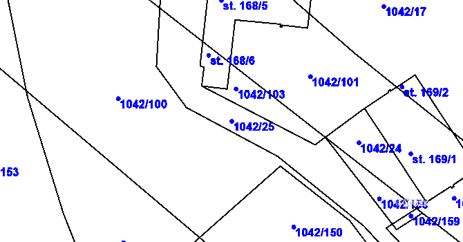 Parcela st. 1042/25 v KÚ Pucov, Katastrální mapa