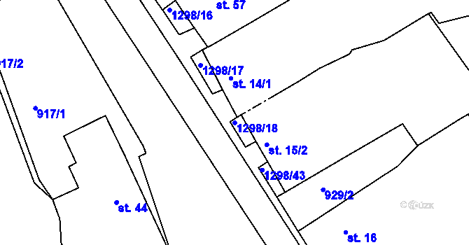 Parcela st. 1298/18 v KÚ Pucov, Katastrální mapa