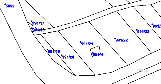 Parcela st. 991/21 v KÚ Pucov, Katastrální mapa