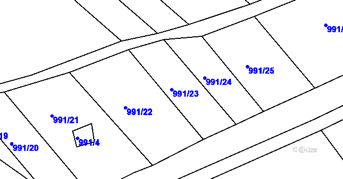 Parcela st. 991/23 v KÚ Pucov, Katastrální mapa