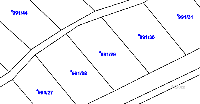 Parcela st. 991/29 v KÚ Pucov, Katastrální mapa