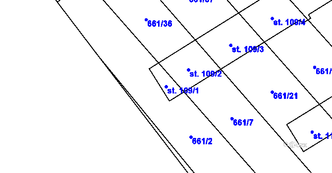 Parcela st. 109/1 v KÚ Pucov, Katastrální mapa