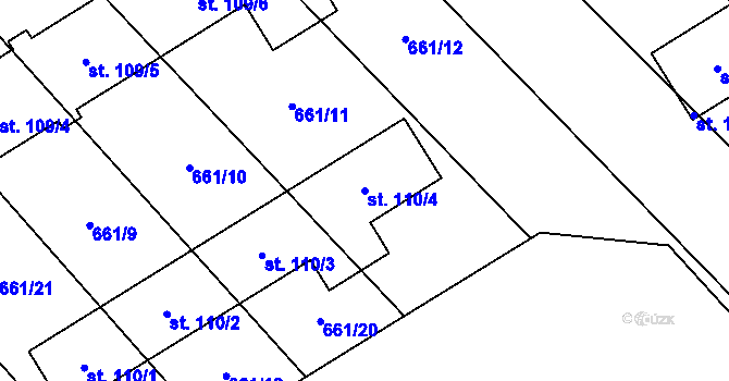 Parcela st. 110/4 v KÚ Pucov, Katastrální mapa
