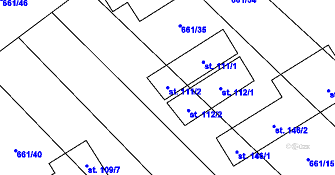 Parcela st. 111/2 v KÚ Pucov, Katastrální mapa
