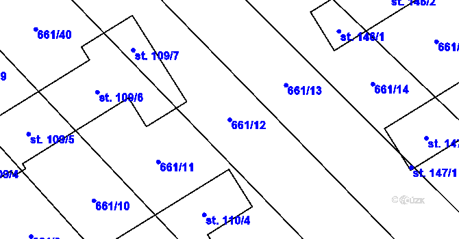 Parcela st. 661/12 v KÚ Pucov, Katastrální mapa