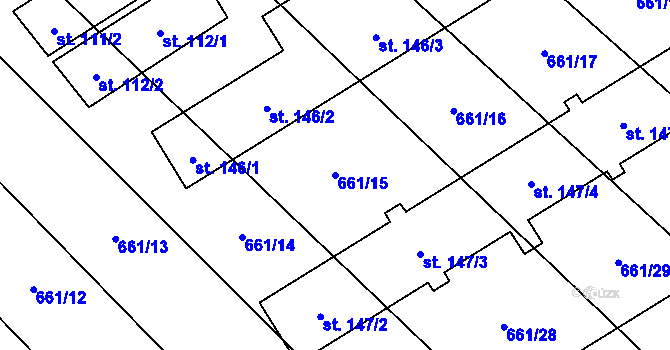 Parcela st. 661/15 v KÚ Pucov, Katastrální mapa