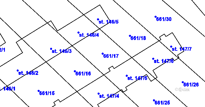 Parcela st. 661/17 v KÚ Pucov, Katastrální mapa
