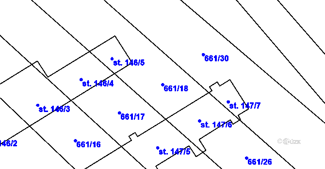 Parcela st. 661/18 v KÚ Pucov, Katastrální mapa