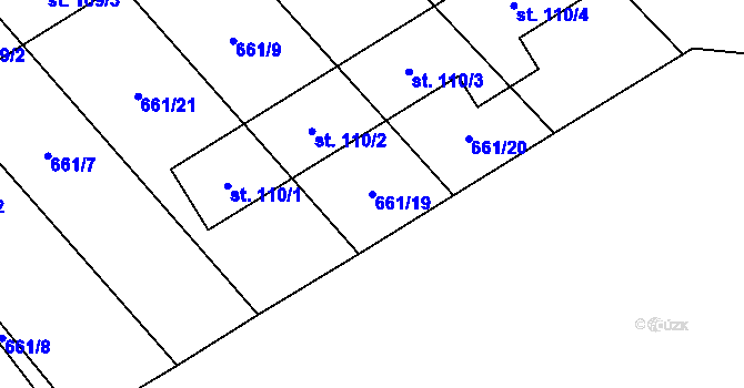 Parcela st. 661/19 v KÚ Pucov, Katastrální mapa