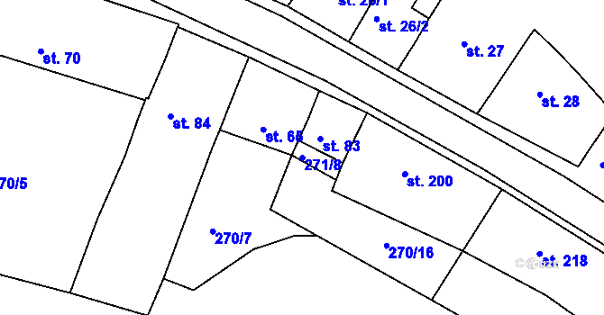 Parcela st. 271/8 v KÚ Pucov, Katastrální mapa