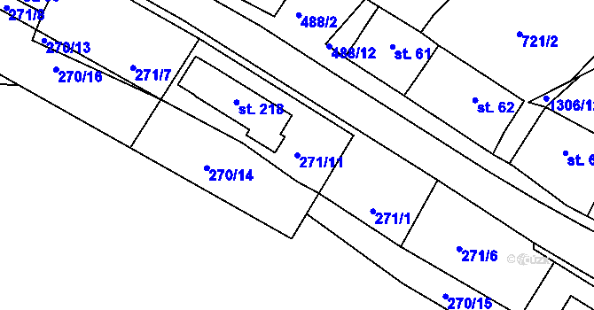 Parcela st. 271/11 v KÚ Pucov, Katastrální mapa