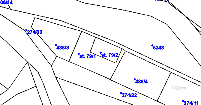 Parcela st. 79/2 v KÚ Pucov, Katastrální mapa