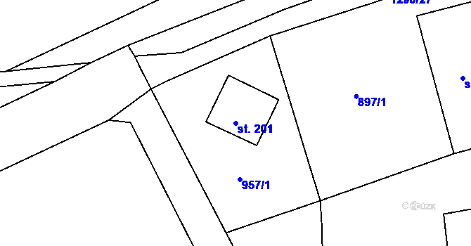 Parcela st. 201 v KÚ Pucov, Katastrální mapa