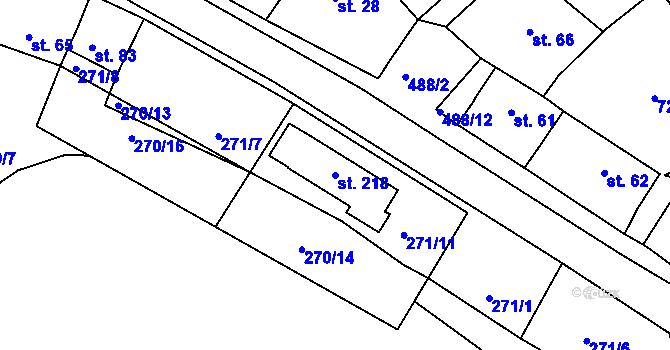 Parcela st. 218 v KÚ Pucov, Katastrální mapa