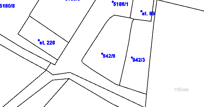 Parcela st. 942/9 v KÚ Pucov, Katastrální mapa