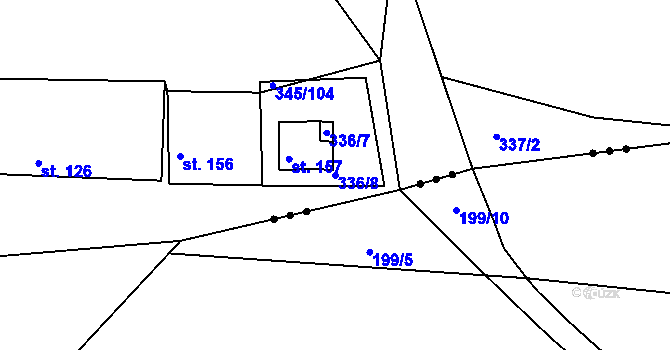 Parcela st. 336/8 v KÚ Pucov, Katastrální mapa