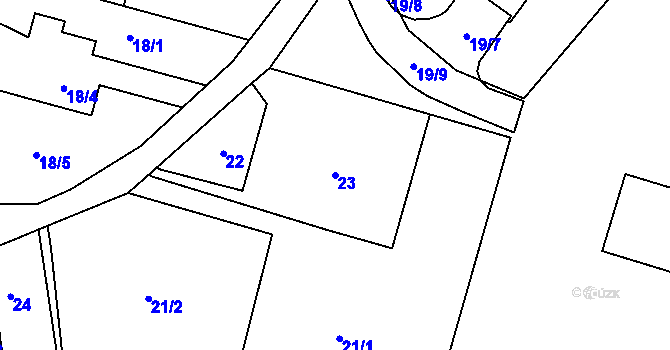 Parcela st. 23 v KÚ Pudlov, Katastrální mapa