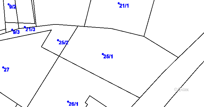 Parcela st. 25 v KÚ Pudlov, Katastrální mapa