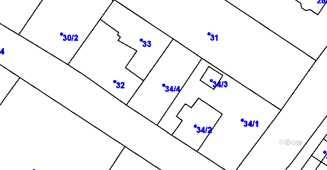Parcela st. 34/4 v KÚ Pudlov, Katastrální mapa