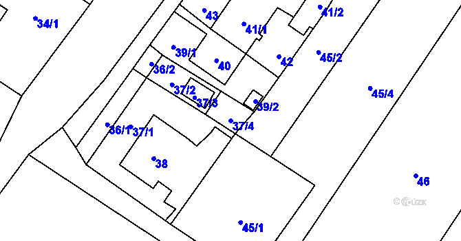 Parcela st. 37/4 v KÚ Pudlov, Katastrální mapa
