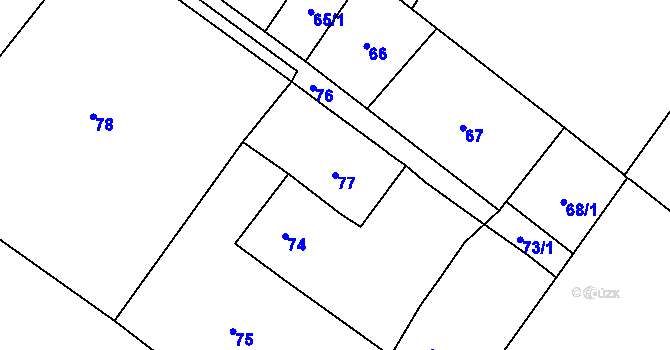 Parcela st. 77 v KÚ Pudlov, Katastrální mapa