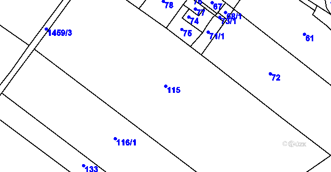 Parcela st. 115 v KÚ Pudlov, Katastrální mapa