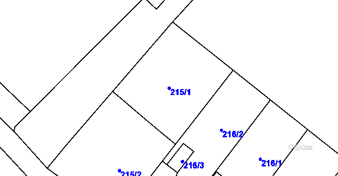 Parcela st. 215/1 v KÚ Pudlov, Katastrální mapa