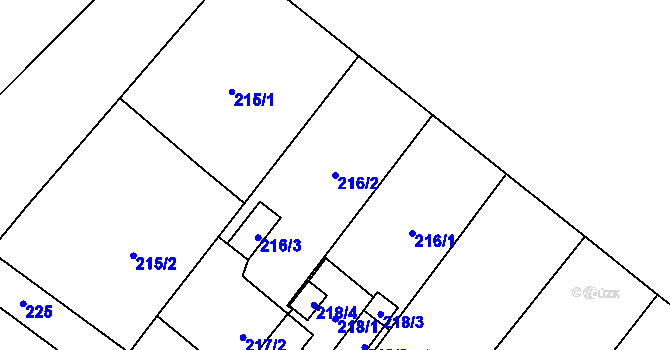 Parcela st. 216/2 v KÚ Pudlov, Katastrální mapa