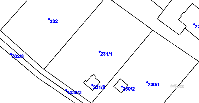 Parcela st. 231/1 v KÚ Pudlov, Katastrální mapa