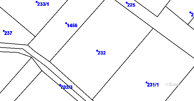 Parcela st. 232 v KÚ Pudlov, Katastrální mapa